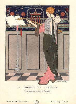 Artist: George Barbier, Title: La Joueuse De Theorbe