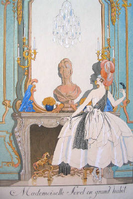 Artist: George Barbier, Title: Mademoiselle Sorel en Grand Habit